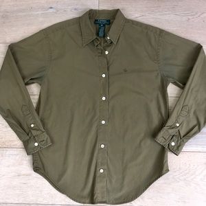 ❤️ Ralph Lauren - Green Botton Down Petite Shirt